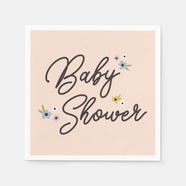 Boho Pink Little Lady Spring Flowers Babydusche Serviette (Vorderseite)