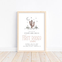 Boho Pink Modern Girls First Rodeo 1. Geburtstag