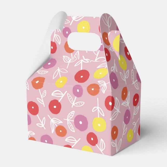 Boho Pink Modernes Blumenmuster Geschenkschachtel (Vorderseite)