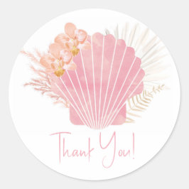 Boho Pink Muschel Kinderdusche Danke Sticker