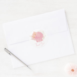 Boho Pink Muschel Kinderdusche Danke Sticker