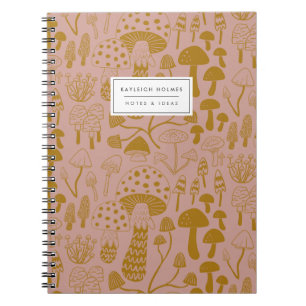 Boho Pink Mushroom-Notebook Notizblock