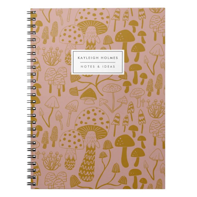 Boho Pink Mushroom-Notebook Notizblock (Vorderseite)