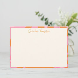 Boho Pink Orange Abstrakt Marmor Personalisierter Dankeskarte