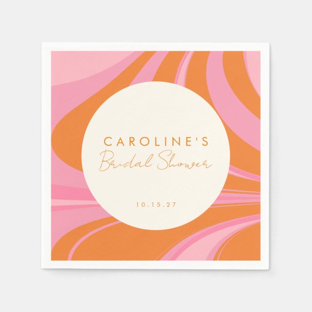 Boho Pink Orange Abstraktes benutzerdefiniertes Br Serviette (Vorderseite)