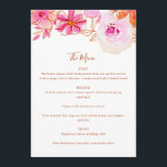 Boho Pink Orange Blume Custom Wedding Menükarte<br><div class="desc">Boho Watercolor Pink Orange Blume Custom Wedding Menu</div>
