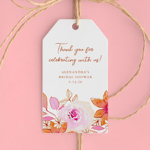 Boho Pink Orange Blume Dusche Vielen Dank Geschenkanhänger