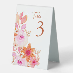 Boho Pink Orange Blumen individuell Tischaufsteller