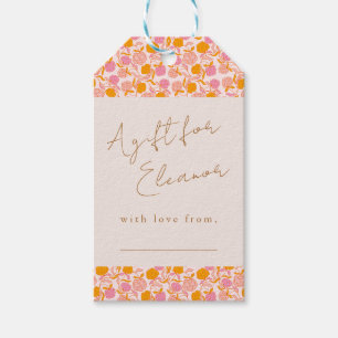Boho Pink Orange Blumige Süße Display Dusche Geschenkanhänger
