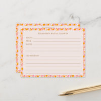Boho Pink Orange Brautparty Rezept Karte
