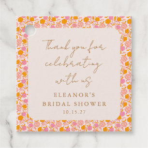 Boho Pink Orange Brautparty Vielen Dank Geschenkanhänger