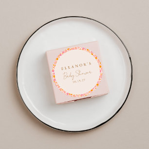 Boho Pink Orange Niedliche Babydusche Custom Runder Aufkleber