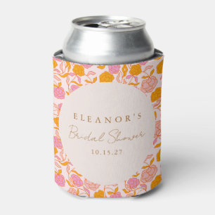 Boho Pink Orange Retro Florales Hochzeitsdusche-Ge Dosenkühler