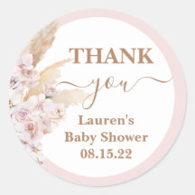Boho Pink Pampas Grass Baby Shocker Rundaufkleber