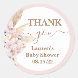 Boho Pink Pampas Grass Baby Shocker Rundaufkleber Runder Aufkleber