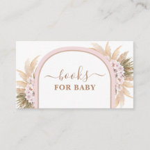 Boho Pink Pampas Grass Books for Baby Girl Card