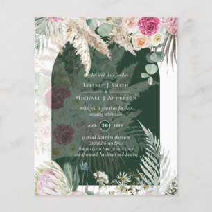 BOHO Pink Pampas Grass Wedding Flyer