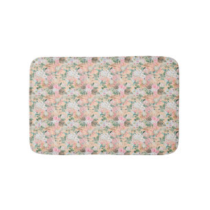 Boho Pink Peach White Floral Eukalyptus Trendy Badematte