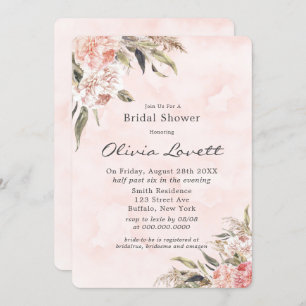 Boho Pink Peony Pampas Invitations de douche nupti