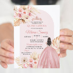 Boho Pink Prinzessin Floral Mis Quince Einladung<br><div class="desc">Boho Pink Prinzessin Floral Mis Quince Einladung</div>