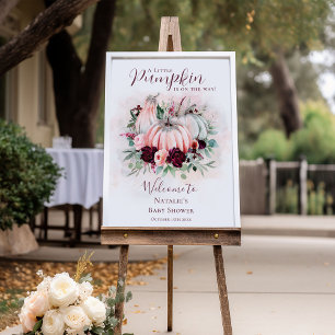 Boho Pink Pumpkin Baby Dusche Begrüßungszeichen Poster