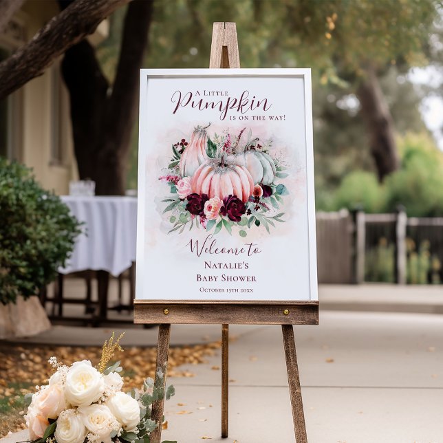 Boho Pink Pumpkin Baby Shower Welcome Sign Poster (Von Creator hochgeladen)