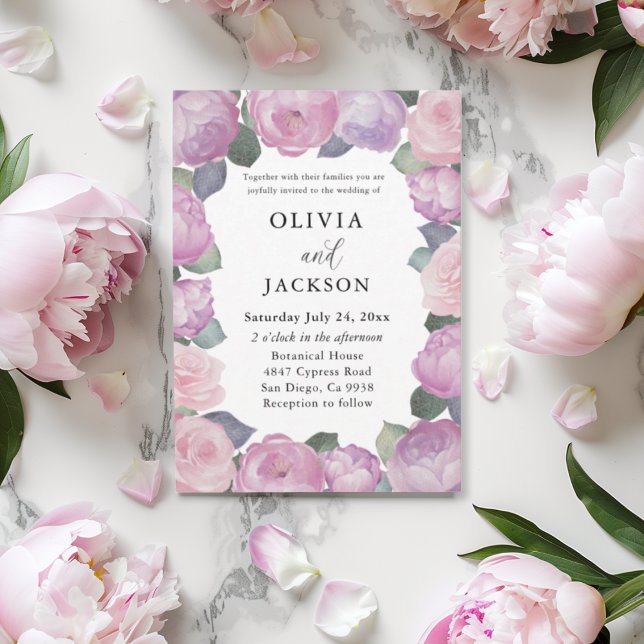 Boho Pink & Purple Floral Wedding Einladung (Von Creator hochgeladen)