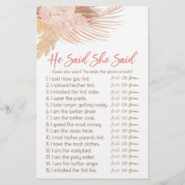 Boho Pink sagte er sagte, sie sagte Brautparty Gam Briefpapier