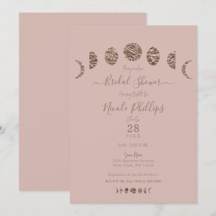 Boho Pink Shine Mondphasen Moderne Bridal Shower  Einladung