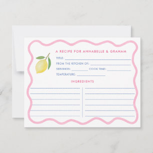 Boho Pink Squiggle Lemon Brautparty Rezept Karte