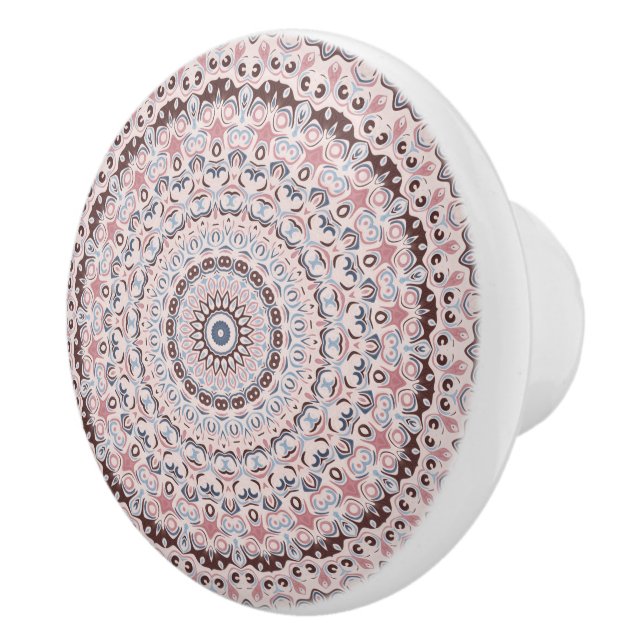 Boho Pink und Blau Mandala-Muster Keramikknauf (Rechts)