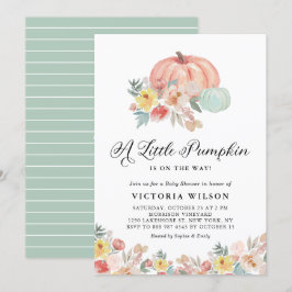 Boho Pink und Blue Pumpkins Herbstdusche Einladung