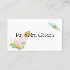 Boho Pink und Gold Feathers Platzkarte