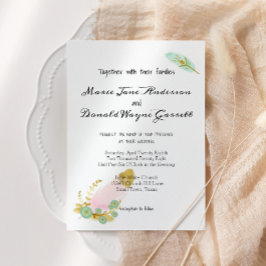 Boho Pink und Gold Feathers Probe Dinner