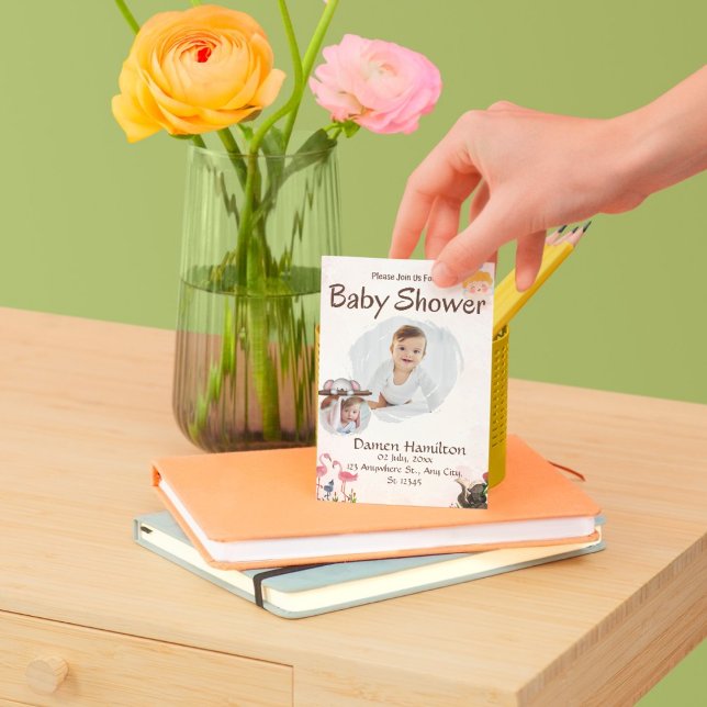 Boho Pink und White Watercolor Babydusche Einladung (Von Creator hochgeladen)