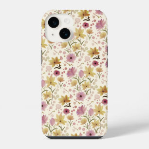 Boho Pink Watercolor Wildblume iPhone 14 Hülle