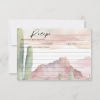 Boho Pink Watercolor Wüste Cactus Rezept Card