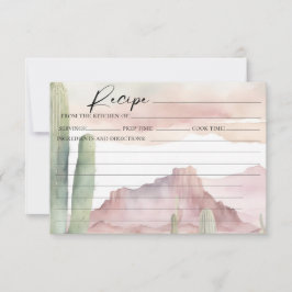Boho Pink Watercolor Wüste Cactus Rezept Card Einladung