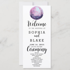 Boho Pink & White Full Moon White Wedding Programm