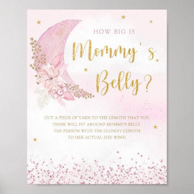 Boho Pink Wie groß ist die Bauchdusche der Mama Poster (Vorne)