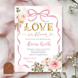Boho Pinke Kokette Pampasgras-Baby-Party Liebe i Einladung
