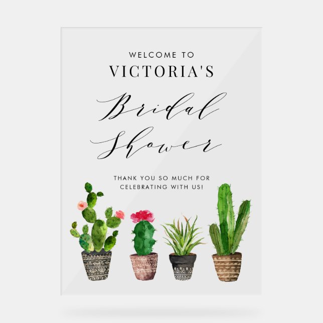 Boho Plantes grasses en pot et Cactus Baby Shower (Recto)