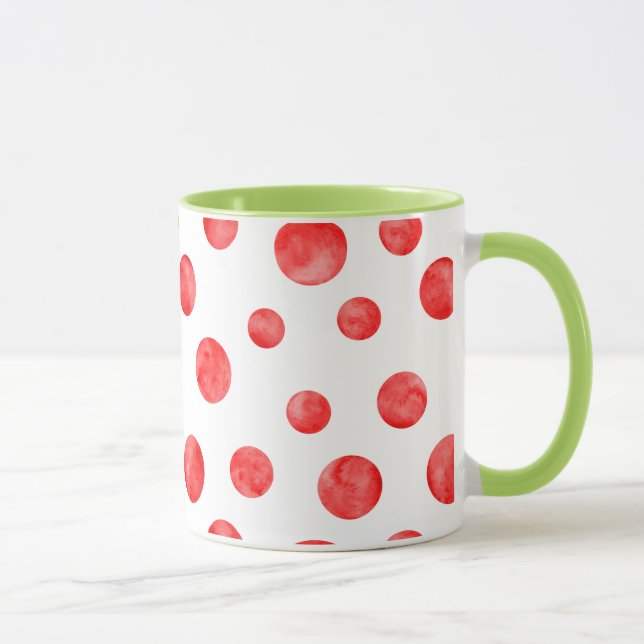 Boho polka dot pattern l Red and white l Green Tasse (Rechts)