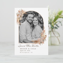 Boho Pompas Grass Save the Date WHITE Einladung