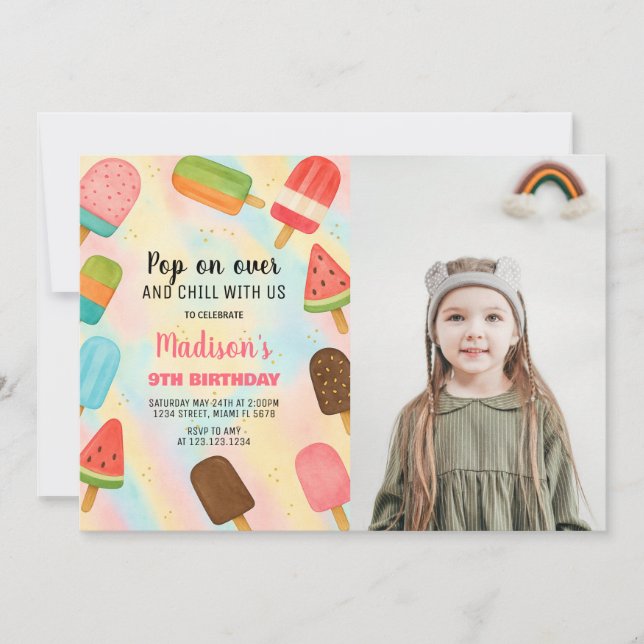 Boho Popsicle Invitation d'anniversaire (Devant)