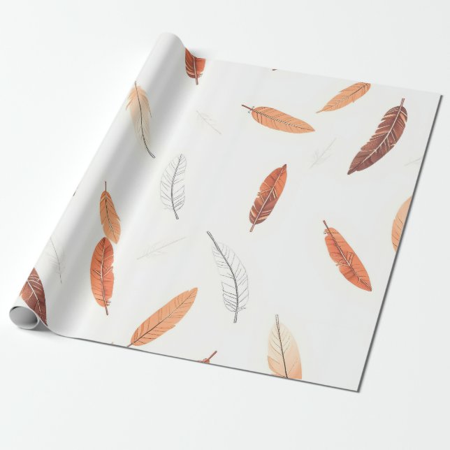 Boho Populäre Federn Luxus-Kollektion Geschenkpapier (Ungerollt)