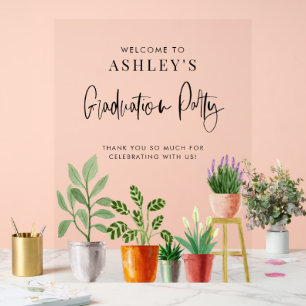 Boho Poted Houseplants Graduation Party Bienvenue