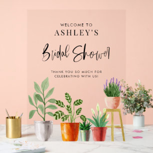 Boho Potted Houseplant Brautparty Willkommen Acrylschild