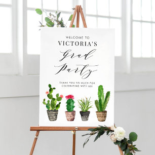 Boho Potted Succulents and Cactus Abschluss Poster