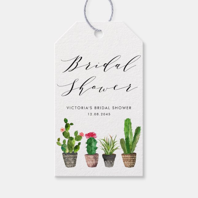 Boho Potted Succulents and Cactus Brautparty Geschenkanhänger (Vorderseite)